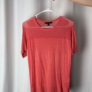 Banana Republic Coral Short-Sleeve Knit Top with Eyelet Yoke